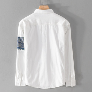 Support Personnalisation d'un article Mode estivale Cool Versatile <span class=keywords><strong>Chemise</strong></span> à manches longues pour hommes Splicing <span class=keywords><strong>Chemise</strong></span> tendance pour hommes - Product Image 3