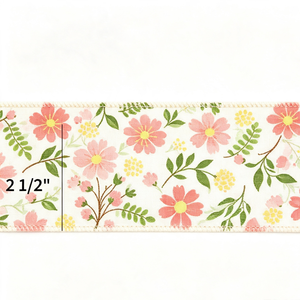 Cinta de Yute Sintético Fino de 2 1/2 Pulgadas con Alambre, Estampado Floral, Resistente al Encogimiento, Rollo de 10 Yardas, Cinta de Primavera al por Mayor - Product Image 2