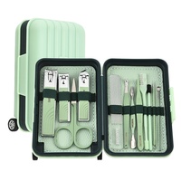 Trousse de manucure portable en métal, 12 pièces, grande taille, avec outils de coupe-ongles et pinces à ongles