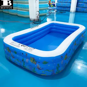 Семейный надувной бассейн, полноразмерный прямоугольный бассейн для отдыха, сада, уличного бассейна, вечеринки в воде, 121X71X21 дюймов