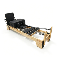 Système de poulie à corde réglable pour barre de pieds en bois de chêne pour Reformer Pilates avec fixation de boîte pour studio commercial