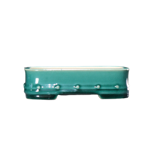 Maceta de Cerámica para Bonsái, Rectangular, Poco Profunda, con Esmalte Verde, Estilo Chino - Product Image 5