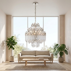 Suspension Cano Lighting Chrome Ice Pillar, colonnes en verre facetté superposées, éclairage de plafond de luxe pour la maison - Product Image 4