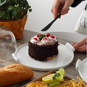 Motif de marbre Dessert Plateau Avec En Verre/Antipoussière Couvercle En Verre Essayer de Manger Plaque Dôme De Gâteau En Verre - Product Image 6