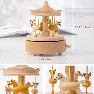 Carillon in Legno a Forma di Giostra per Ragazze/Donne, Decorazione Natalizia/Compleanno con <span class=keywords><strong>Ballerina</strong></span>, Senza Batterie, Rotante - Product Image 4