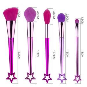 Fld — ensemble de pinceaux de maquillage professionnels, manches en forme d'étoile personnalisées, lot de 5 pièces, poudre, fond de teint, nettoyage des yeux - Product Image 1