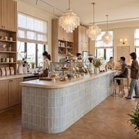 Ensemble de table et chaises de comptoir de bar en MDF, mobilier commercial pour boulangerie, café, restaurant, personnalisable