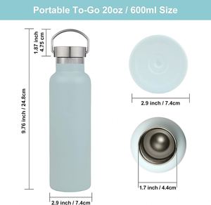Bouteille d'eau isotherme en acier inoxydable 304 de 500 ml, thermos sous vide avec couvercle à poignée américaine, anti-fuite, sans BPA, 6-12 - Product Image 3