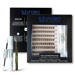 Kit d'extension de cils DIY avec cils segmentés marron et bouquets de cils mixtes, faux cils en grappes <span class=keywords><strong>pour</strong></span> la maison et le salon - Product Image 2
