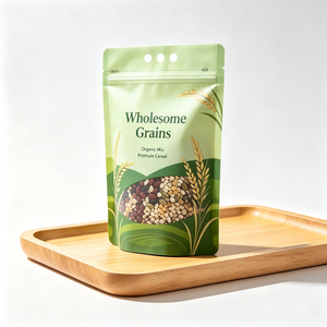 Wholesome Grains Organic Mix Premium Cereal Stand Up <b>Pouch</b> Zipper Top Resealable Food Grade Packaging - Product Image 2