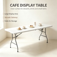 Table pliante rectangulaire en plastique légère de 240 cm pour usage hospitalier, durable et imperméable, portable pour les fêtes et les événements en plein air