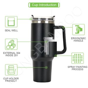 40oz Stainless Steel Thermal Tumbler with Handle and Straws <strong>Hot</strong> Coffee Mug Cup Vacuum <strong>Flask</strong> Insulated Portable for Camping - Product Image 2