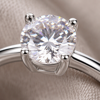 Bague en moissanite, argent sterling 925, ronde, 1 carat, solitaire à quatre griffes, bijoux de fiançailles, de mariage, cadeau pour femme