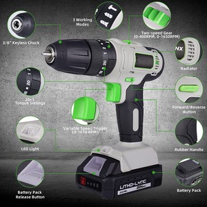 Kit de perceuse électrique 12V avec batterie et chargeur, mandrin sans clé de 3/8 pouces, vitesse variable, perceuse sans fil au lithium OEM - Product Image 2