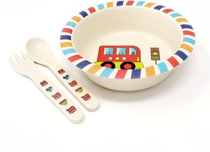 Service de vaisselle 5 pièces pour enfant, joli et écologique en bambou, <span class=keywords><strong>ensemble</strong></span> d'aliments sans danger pour les tout-petits, offre spéciale - Product Image 3