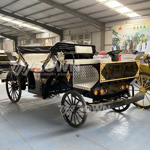 Black double-canopied sightseeing carriages with two <b>rows</b> of seats are suitable for tourist attractions - Product Image 2