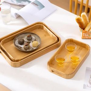 Cross-border wooden retro walnut-colored rectangular <b>tray</b> for home use, serving fruit, tea break, <b>snacks</b>, dry brewing, and - Product Image 1