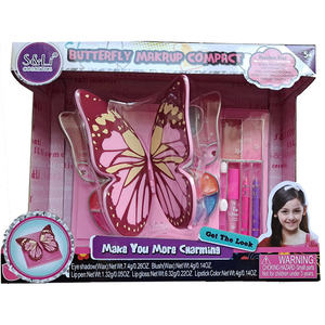 Ensemble de <span class=keywords><strong>maquillage</strong></span> compact non toxique pour enfants Kit cosmétique en plastique de conception <span class=keywords><strong>papillon</strong></span> pour enfants - Product Image 5