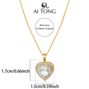 14K oro placcato amore a forma di cuore in acciaio inossidabile multicolore colorato zircone romantiche Link collane di gioielli <span class=keywords><strong>per</strong></span> <span class=keywords><strong>san</strong></span> <span class=keywords><strong>valentino</strong></span> - Product Image 6