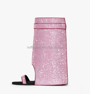 Botas de Piel Genuina de Lujo para Mujer, con Pedrería y Cristales, Botas Altas hasta el Muslo, Estilo Kendall <span class=keywords><strong>Jenner</strong></span>, para el 22º Cumpleaños - Product Image 5