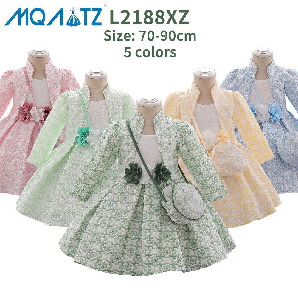 MQATZ बेस्ट सेलर फ्लावर गर्ल ड्रेस 0 6mois फुल मंथ छोटे बच्चों की पार्टी बबल बर्थडे गाउन 3PCS सेट ड्रेसL2188XZ
