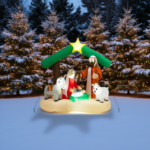 Crèche gonflable de Noël de 2 mètres avec lumières LED, décoration extérieure pour jardin, en PVC, pour affichage festif - Product Image 2