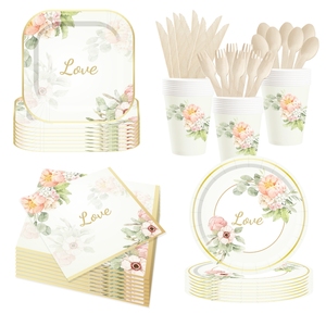 DAMAI, platos y servilletas para fiesta de despedida de soltera, juego de vajilla para fiesta de Sr. y Sra., decoraciones de boda de compromiso, favores para cumpleaños - Product Image 4