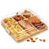 Vente en gros Planche à fromage gravée de voyage portable avec couvercle Planche à fromage 6 compartiments en bambou pour charcuterie avec couvercle