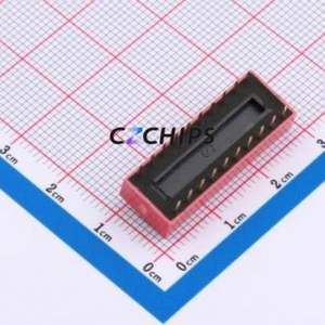 DS-10-R DIP Switch Through hole Component (THT) Switch ( Number of Switch Sections: 10 )( Lead Spacing: 2.54mm )( Color: Red ) - Product Image 2