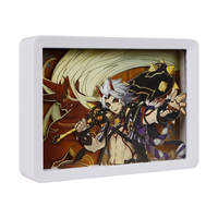 Drop shipping Cartoon 3d Paper Carving Lamp Led Light Painting Anime Figures Photo Frame Led Night Light Bedside Anime Light Box