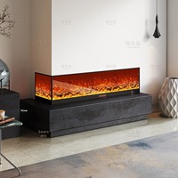 Cheminée électrique personnalisée avec effet de flamme simulée, intégrée au mur, pour salon, ambiance lumineuse