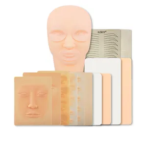 custom latex fake permanent makeup mannequin 3d face microblading pmu pad brow tattoo practice skin with template for eyebrows
