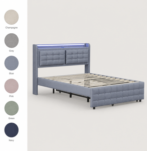 <span class=keywords><strong>Lit</strong></span> rembourré en tissu velours avec éclairage LED, <span class=keywords><strong>lit</strong></span> <span class=keywords><strong>gigogne</strong></span> et rangement - Product Image 6