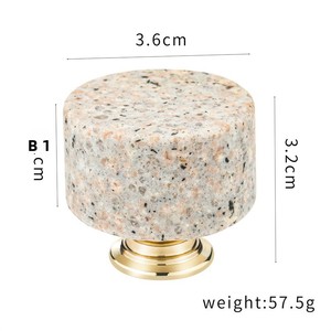 Poignée de porte de placard cylindrique moderne et minimaliste, bouton en alliage d'aluminium de style nordique de luxe léger avec marbre artificiel - Product Image 2