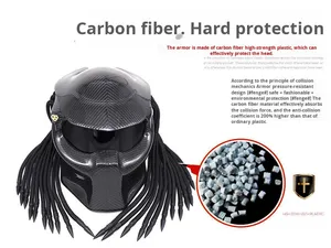 หมวกกันน็อคมอเตอร์ไซค์แบบเต็มใบ รุ่น Predator สีดำ คาร์บอนไฟเบอร์ ยี่ห้อ Ruihai รุ่นใหม่ ดีไซน์ย้อนยุค คุณภาพสูง แบบปรับแต่งได้ - Product Image 5