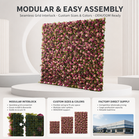 Mur de fleurs artificielles en forme de feuille de rose rose 8x8 pieds, en tissu de soie plastique, pour mariage, Noël - Utilisation intérieure/extérieure