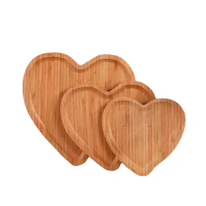 Heart-Shaped Fruit Plate Bamboo Wood Love Tray and Nut Plate Hotel and Restaurant Dim Sum Dinnerware Tea Tray