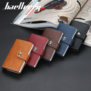Baellerry Men's Card Holder PU Leather Coffee Color Buckle Closure <b>RFID</b> Protection Credit Card <b>Wallet</b> Compact Size Everyday Use - Product Image 4