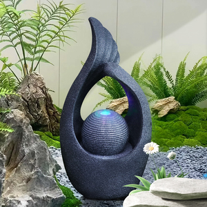 ¡Stock estadounidense! Fuente de resina de diseño hueco con orbe, ideal para los amantes del jardín y la decoración del hogar, jardines o espacios interiores - Product Image 4