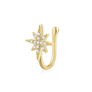 CANNER Octagonal Star-Studded Diamond Zircon <b>Nose</b> Ring <b>Nose</b> <b>Cuff</b> Piercing Jewelry S925 Silver Wholesale - Product Image 6