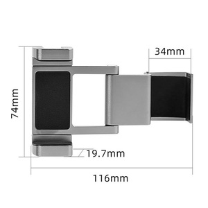 GREATYYT Soporte para teléfono de aleación de aluminio Clip-On Micrófono móvil Luz de relleno Bolsillo Compatible <span class=keywords><strong>Osmo</strong></span> <span class=keywords><strong>Pocket</strong></span> 1/2 Accesorio de acción deportiva - Product Image 6