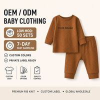 Ensembles de pyjamas pour bébé à manches longues en coton biologique, vêtements pour bébé unisexes, tenues en deux pièces, couleur unie, garçons et filles
