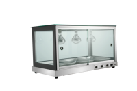 Vitrine chauffante commerciale de comptoir en acier inoxydable et verre pour poulet frit, pain et tartes