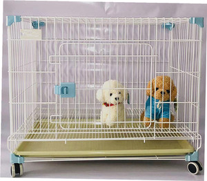 Çıkarılabilir plastik tepsi demir çerçeve içeren Snap düğmesi kapatma istiflenebilir kapalı/açık koşu kulübesi ile nefes köpek kafesi - Product Image 2