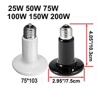 Lampe chauffante infrarouge en céramique noire 75 mm 100 W, ampoule émettrice pour reptiles, culot E26/E27, 110-240 V, chauffage pour enclos d'animaux (poulets, lézards, tortues)