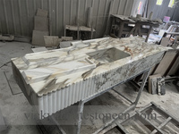 Vasque de salle de bain en marbre italien de luxe, vente en gros de vasque en marbre Calacatta Gold