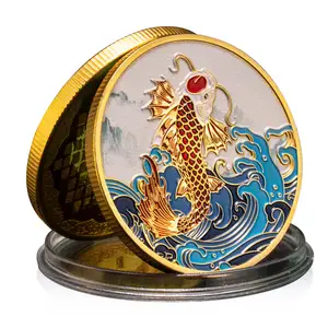 Pièces de monnaie chinoises Koi Fish Good Lucky To You Collection Or Argent Plaqué Pièce Creative Mascotte Cadeau