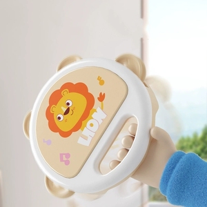 Wholesale Cartoon Lion Baby Hand Tambourine Plastic Percussion Musical Rattle Toy With Portable Handle - Product Image 3