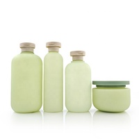 Botella de Champú de Plástico HDPE de 300 ml con Tapa de Bambú, Envase para Gel de Ducha y Cuidado del Cabello para Hotel, Empaque con Logotipo Personalizado OEM