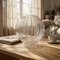 Composant en verre pour projet d'éclairage multi-styles : Abat-jour en verre côtelé en forme de citrouille à filetage externe